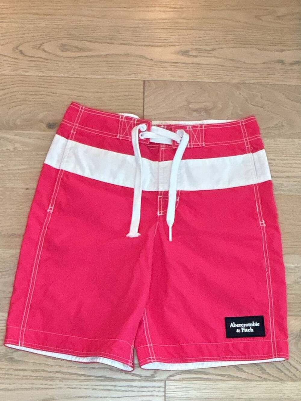 Abercrombie & Fitch Board Shorts Size S Pink White Stripe Swim Trunks